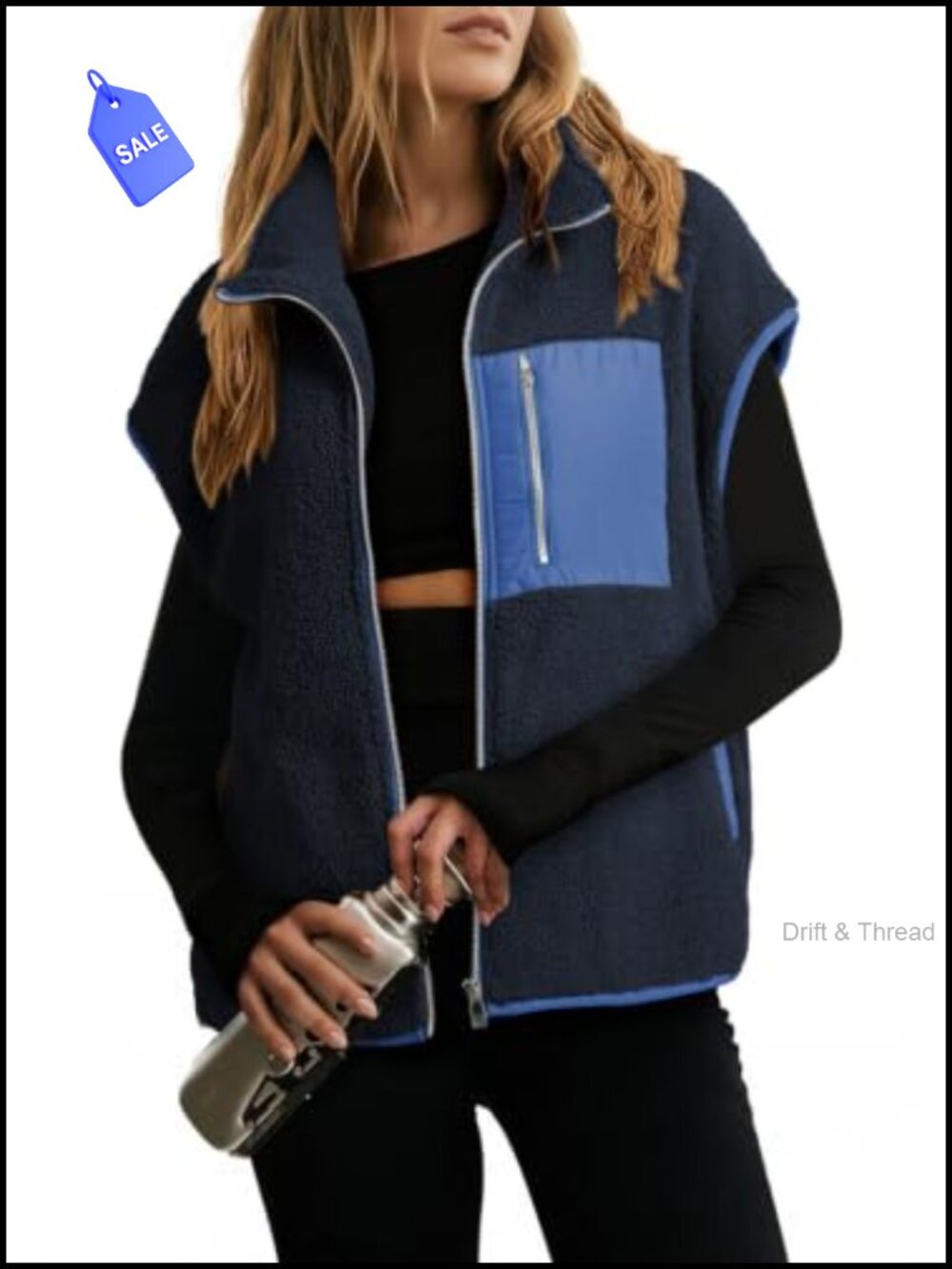 Sherpa Fleece Vest Zip Up Oversized Casual Layering Sleeveless Jacket